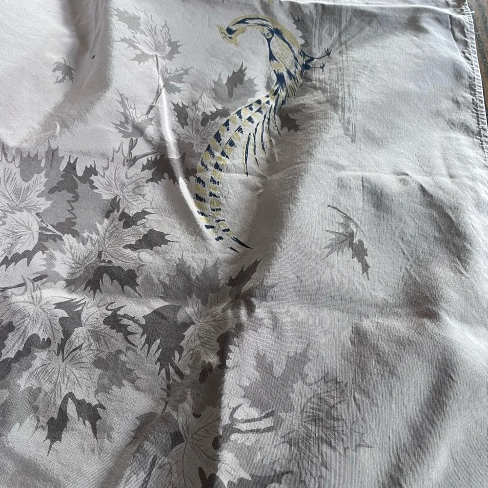 Vintage California hand prints Elegant Gray and Blue Tablecloth
